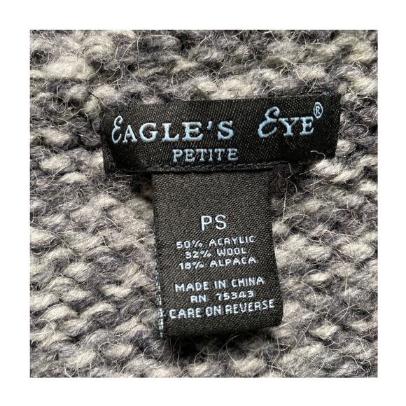 Eagle’s Eye Petite Wool Alpaca V-Neck Sweater PS Marled Grey - Picture 5 of 10